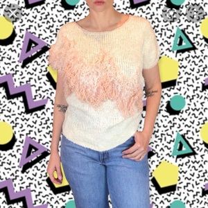 80’s Vintage Sideffects Crocheted Fringe Sweater